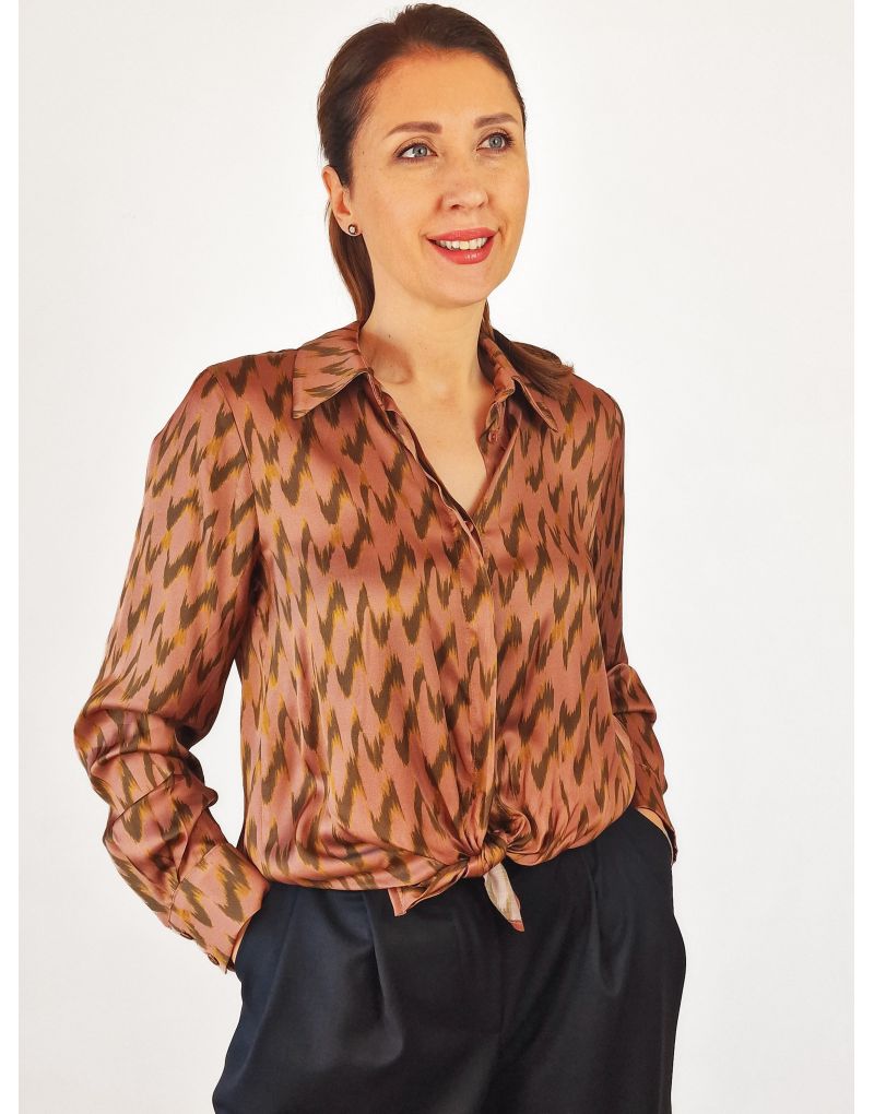 Bluse aus Viskose mit Kupfer Muster