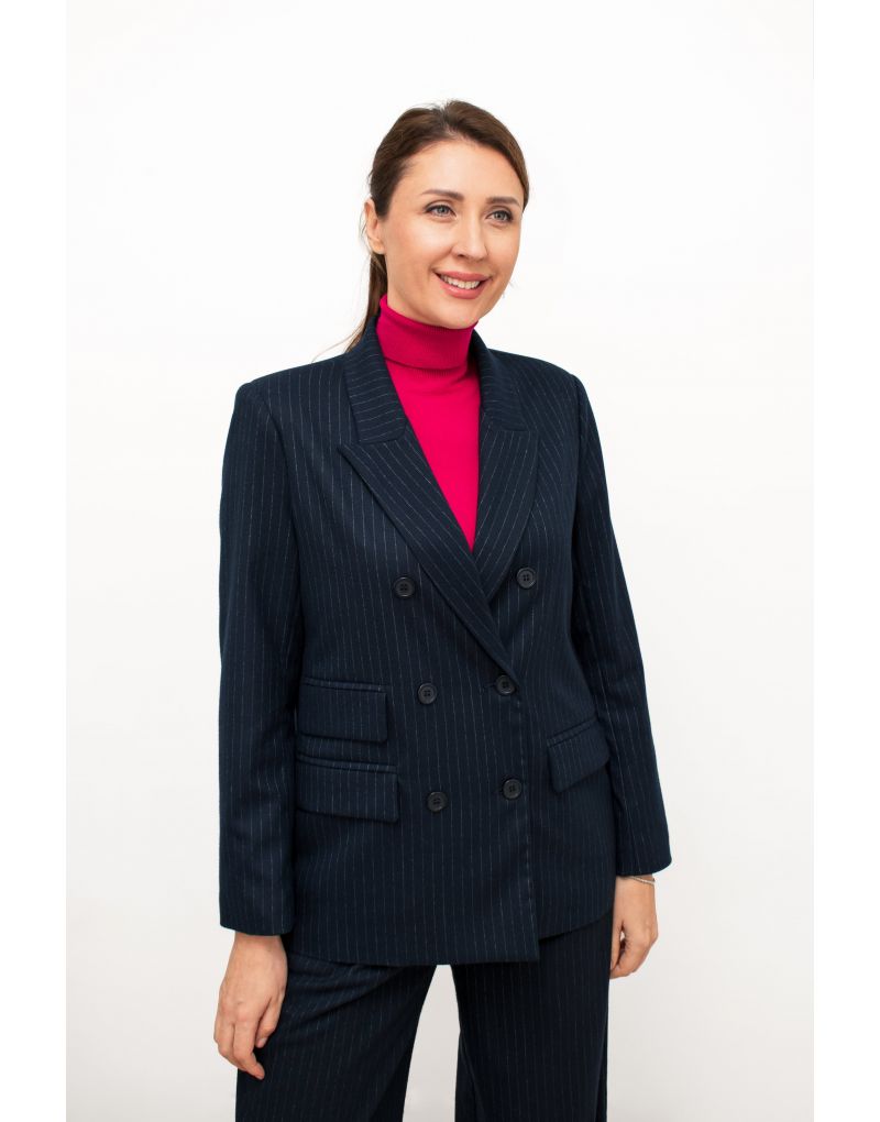 Blazer Nadelstreifen in Navy Blau  
