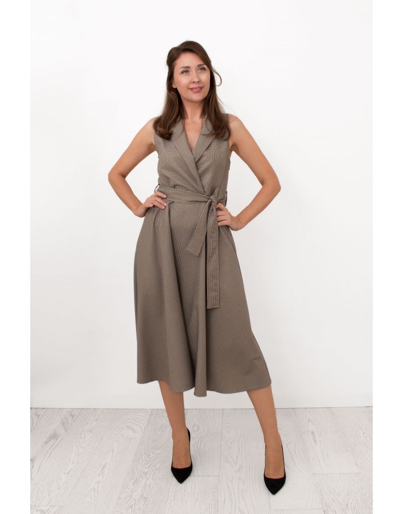 Midi Kleid im Hahnentrittmuster
