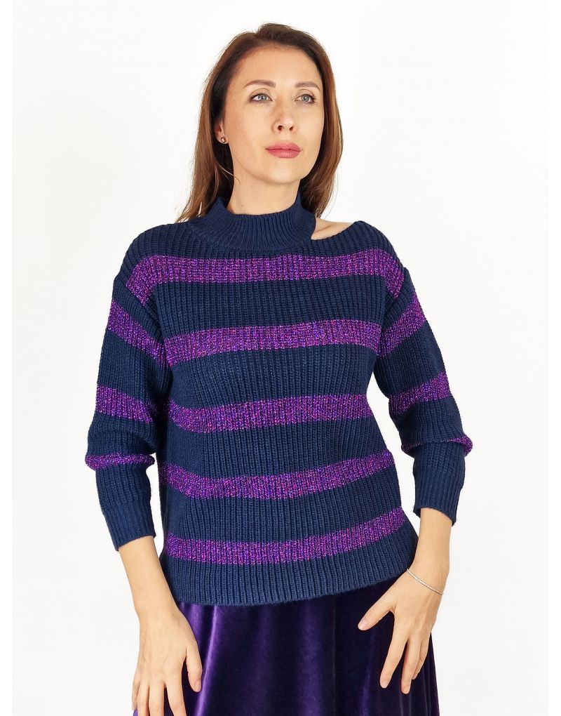 Gestreifter Pullover mit Lurex