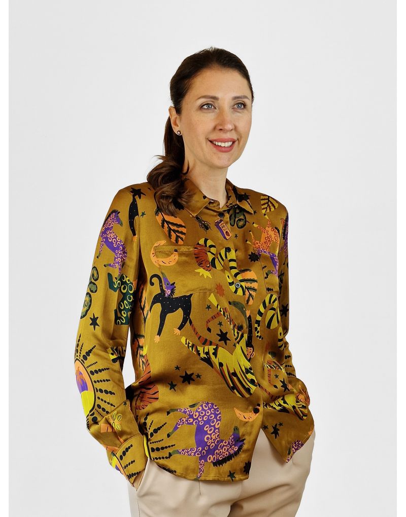 Bluse mit Zebramuster aus Viskose